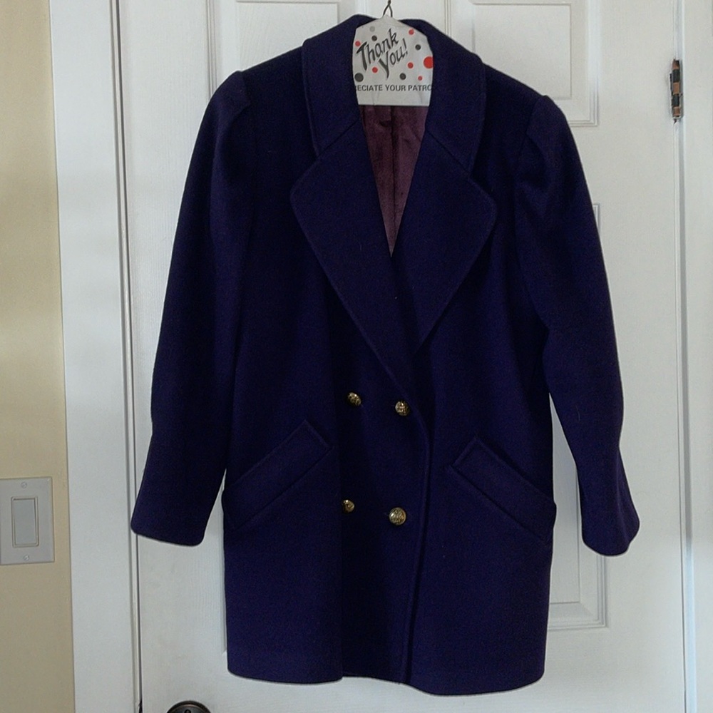 VINTAGE Roth-Stern virgin wool coat purple plum eggplant aubergine